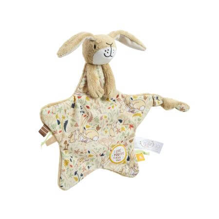 Star-shaped plush toy with a rabbit design on a white background