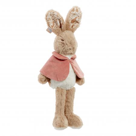 Fluffy Flopsy Peter Rabbit Character with pink floral design in ears and a pink coat. Also features embroidered face details.